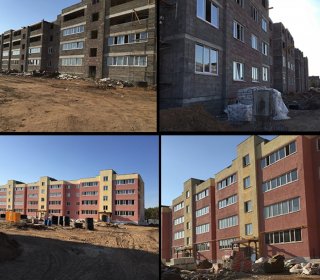 Отделка фасада многоквартирного жилого дома пос.Рыбацкий, ул.Зеленая д.12